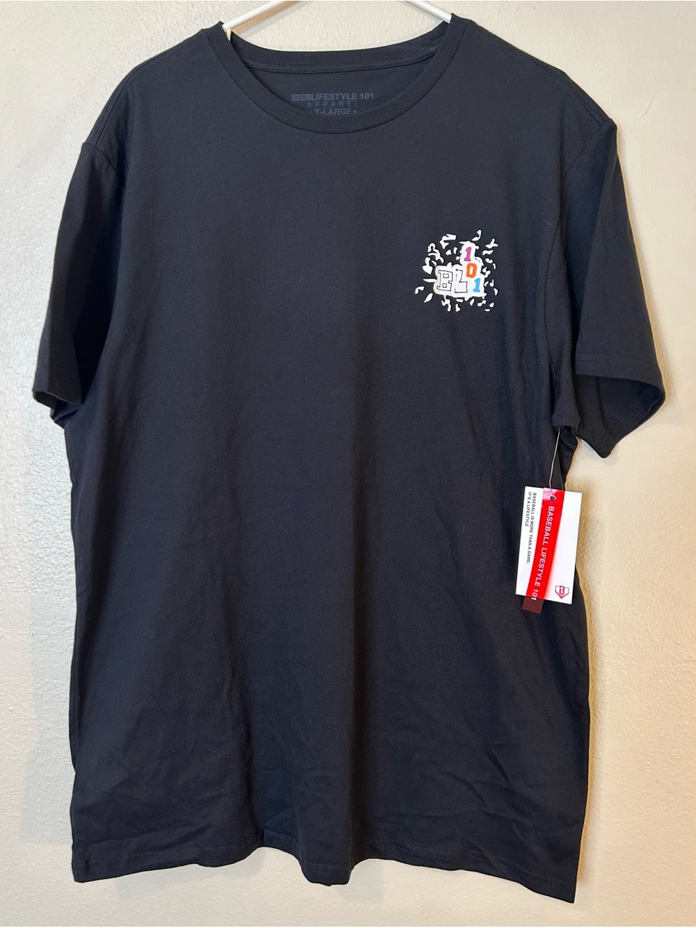 Baseball Lifestyle 101 Mens Black Composition T-Shirt Size XL NWT